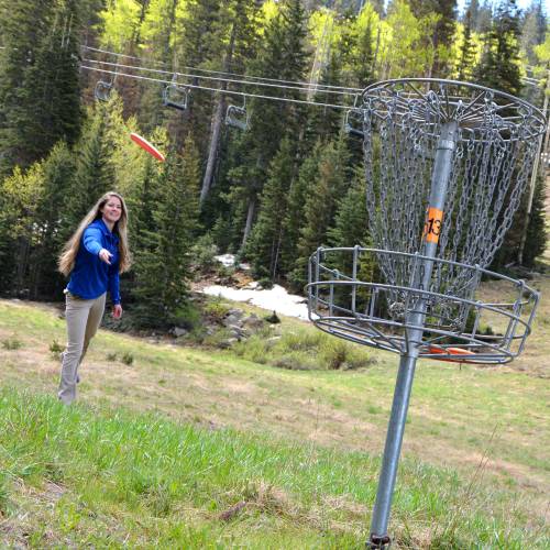 Playing disc golf at Arizona Snowbowl