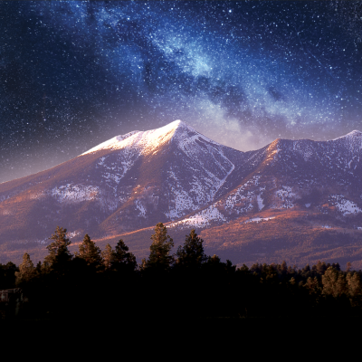 The Milkyway in the sky above Lowell Observatory in Flagstaff, Arizona