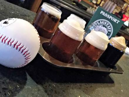 baseball and beer flight part of Flagstaff, AZ Ale Trail