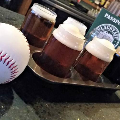 baseball and beer flight part of Flagstaff, AZ Ale Trail
