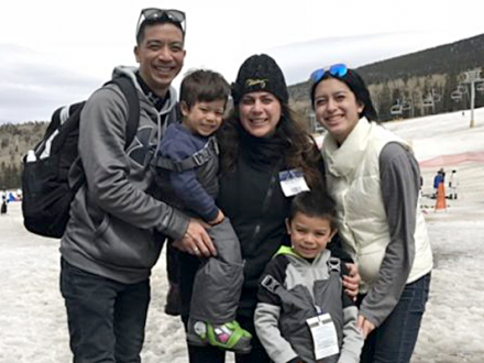family posing in arizona snowbowl
