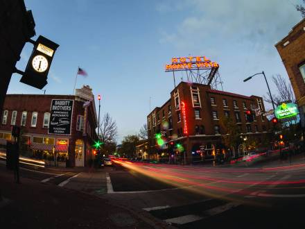 Landscape view of Downtown Flagstaff At Night