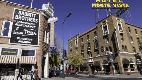 view from street corner in historic downtown