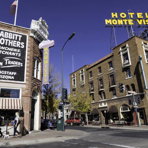 view from street corner in historic downtown