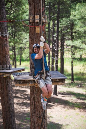 Man on zipline