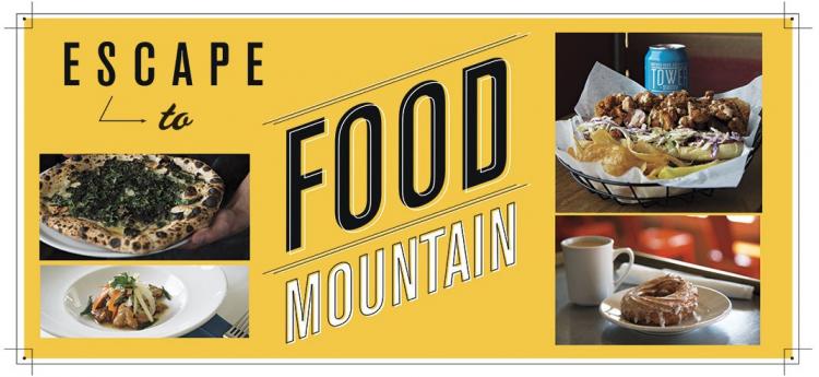 Graphic reads "Escape to Food Mountain" from Phoenix Magazine 