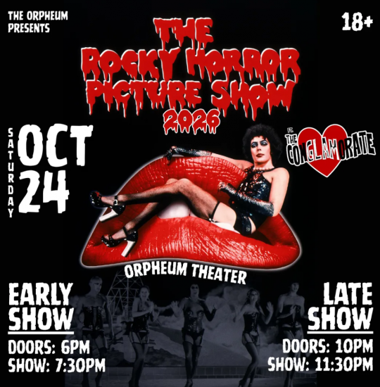 Poster for the Orpheum's 2026 showing of the Rocky Horror Picture Show