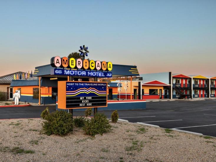Exterior of the Americana Motor Hotel on Route 66 in Flagstaff