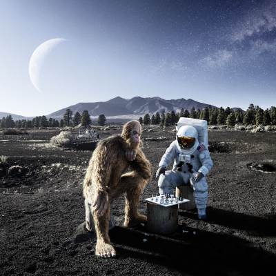 Chess Sasquatch and Astronaut