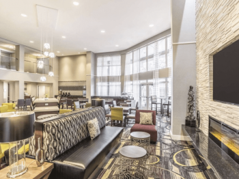 Inside hotel lobby